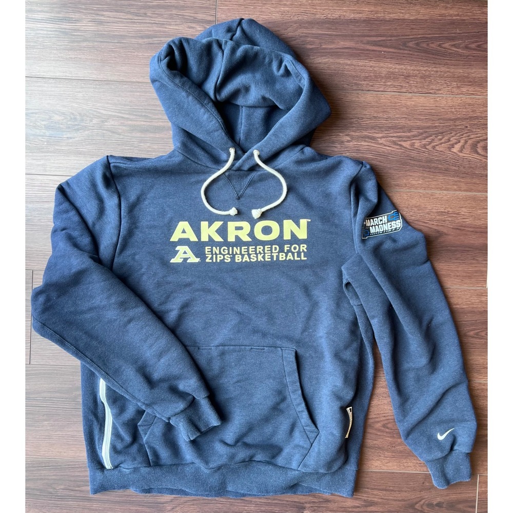 Nike Akron Zips Basketball March Madness Hoodie Navy Blue Mens Large Dri-FIT
